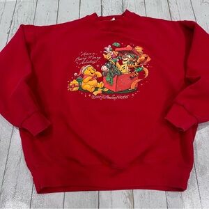 Disney Red Winnie the Pooh Crewneck Sweater